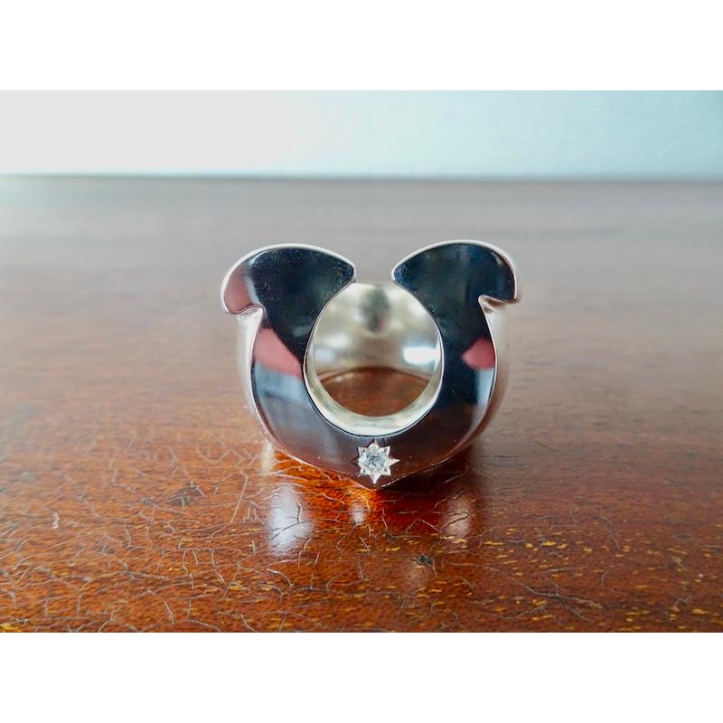 仁尾彫金『一つ星ダイヤ、ビッグ馬蹄リング、磨き』ハンドメイド236