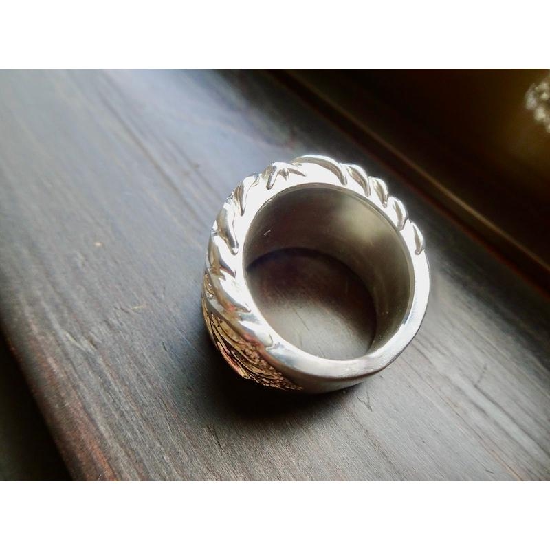 仁尾彫金『一つ星３mmダイヤ、ファイヤーパターン、リング』ハンドメイド243 仁尾彫金『一つ星3mmダイヤ、ファイヤーパターン、リング