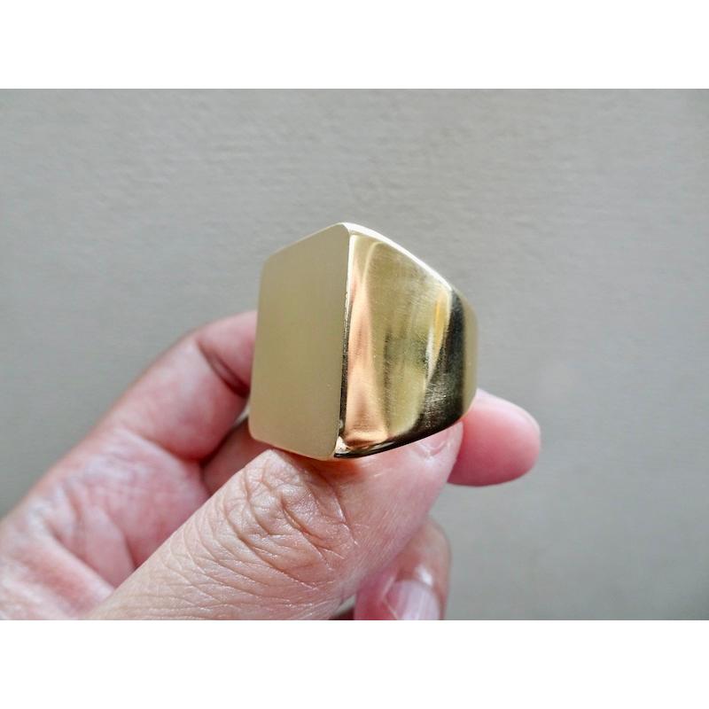 仁尾彫金『ゴールド、ビッグ印台リング』ハンドメイド251 : epr251g 