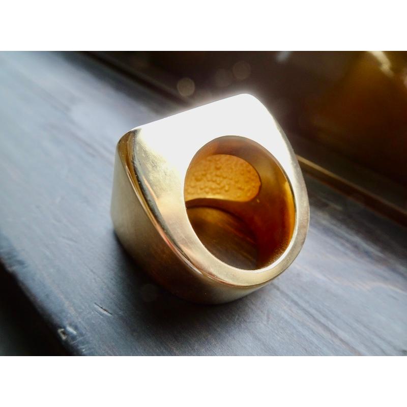 仁尾彫金『ゴールド、ビッグ印台リング』ハンドメイド251 : 仁尾彫金