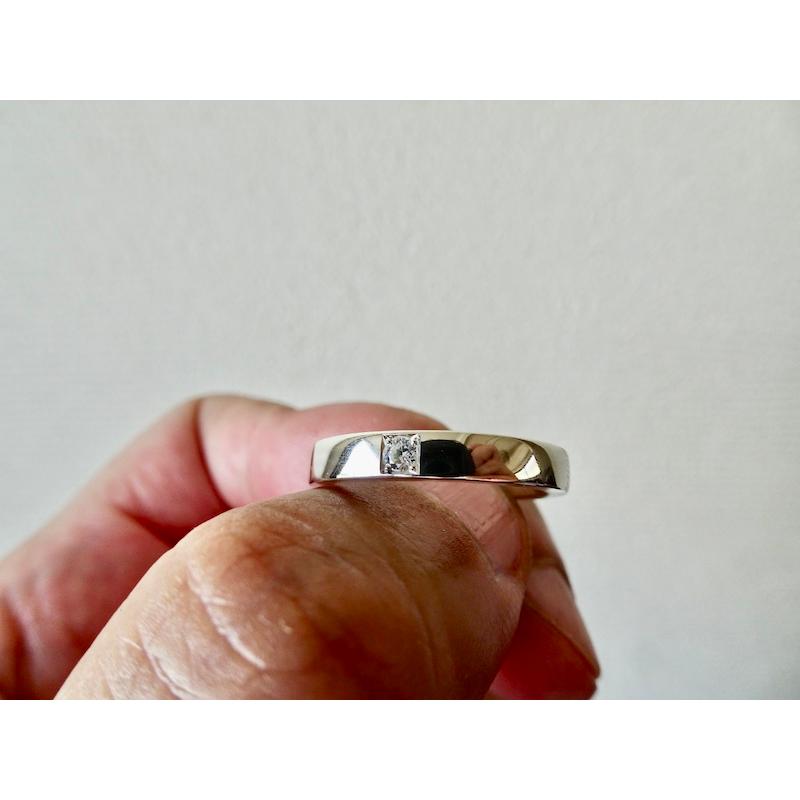 仁尾彫金『2.6mmダイヤ、幅3.5mm、平打リング』ハンドメイド287 : 仁尾