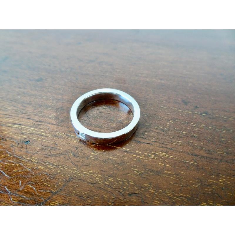 仁尾彫金『2.6mmダイヤ、幅3.5mm、平打リング』ハンドメイド287 : 仁尾