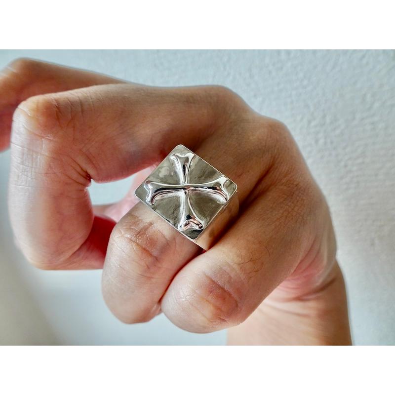 仁尾彫金『クロスボーンプレート、印台リング』ハンドメイド298 : 仁尾 