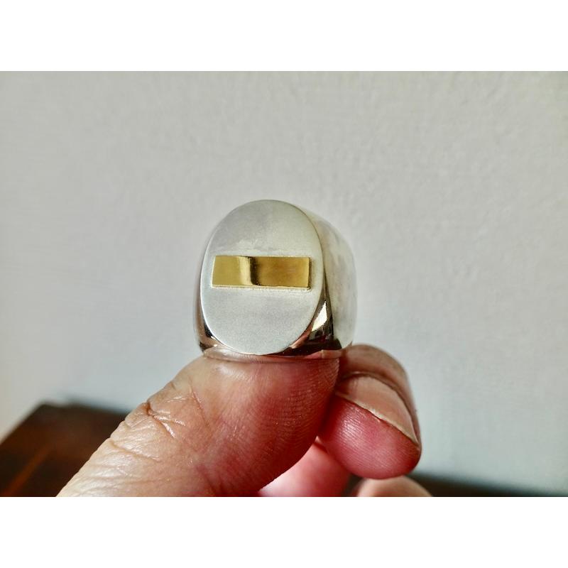 仁尾彫金『k18ステッカー、楕円の印台リング』ハンドメイド313 : 仁尾