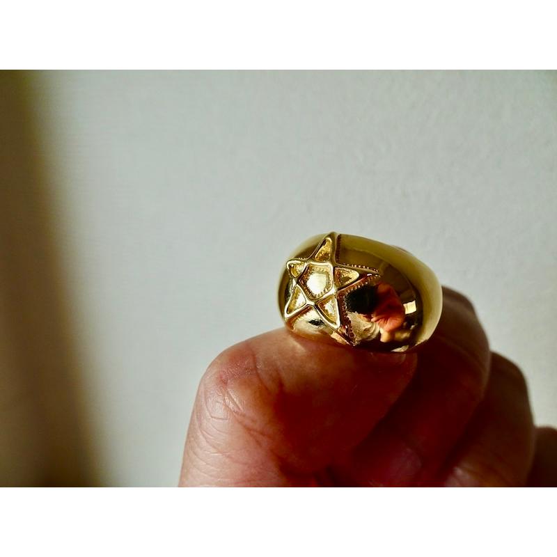 仁尾彫金『k１８ゴールド、スター甲丸リング』ハンドメイド381b 仁尾彫金『k18ゴールド、スター甲丸リング』ハンドメイド381 : 仁尾