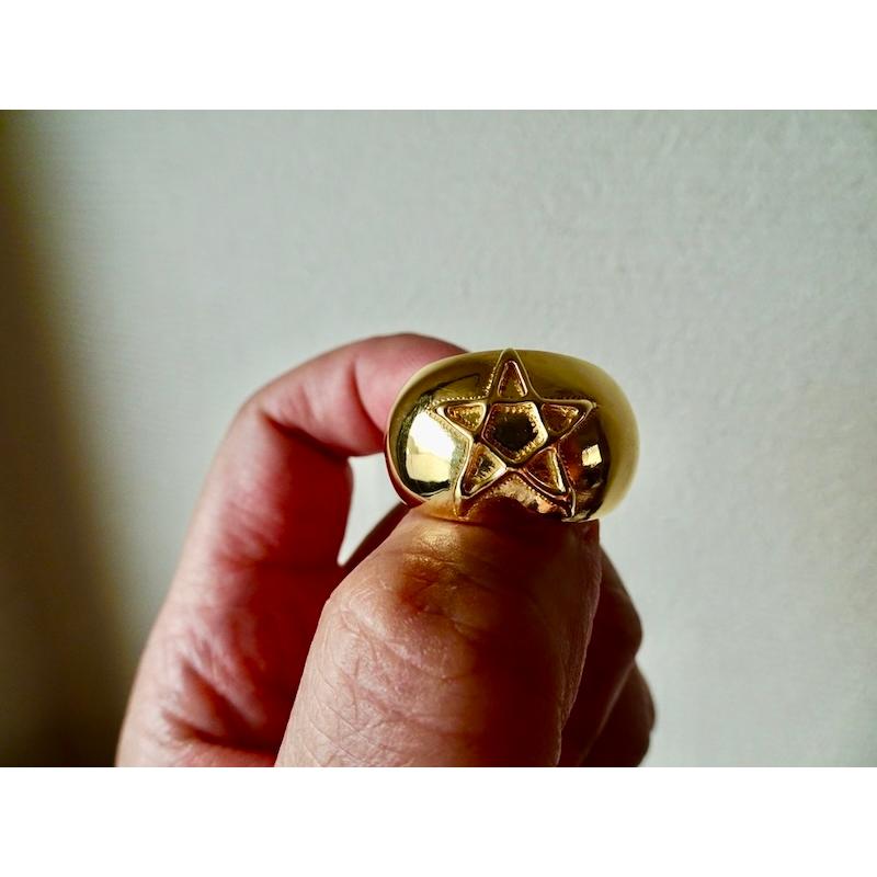 仁尾彫金『k18ゴールド、スター甲丸リング』ハンドメイド381 : 仁尾 