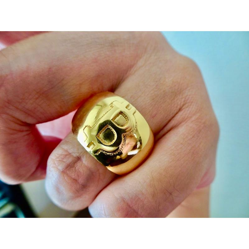 仁尾彫金『k18ゴールド、ビットコイン甲丸リング』ハンドメイド391 