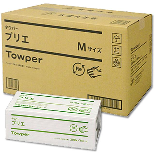 Towper ペーパータオル タウパー プリエ M 中判 (ケース200枚×30束入
