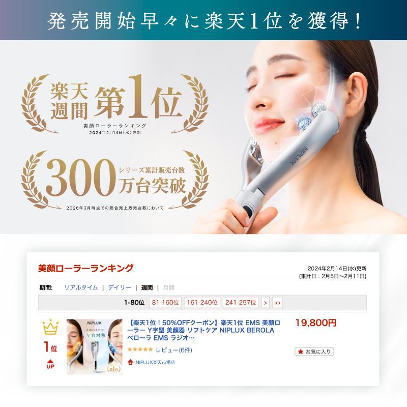 NIPLUX EMS美顔ローラー Y字型 美顔器 リフトケア NIPLUX BEROLA 美容