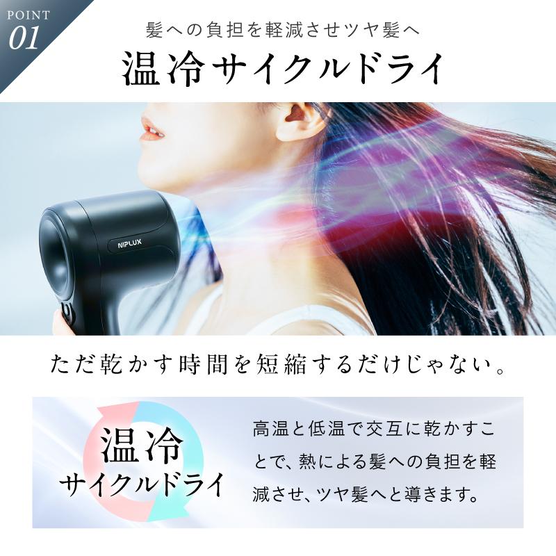 NIPLUX ほぼ新品 NIPLUX 【1年保証付き】ヘアドライヤー 速乾 大風量 温冷自動切替