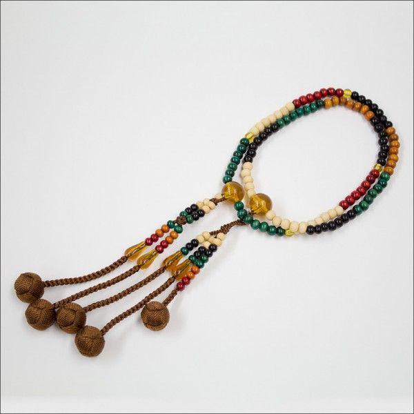 創価学会　木製　カラー念珠 色とりどりブラウン親玉　手毬梵天 | 