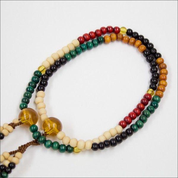 創価学会　木製　カラー念珠 色とりどりブラウン親玉　手毬梵天 |  | 03