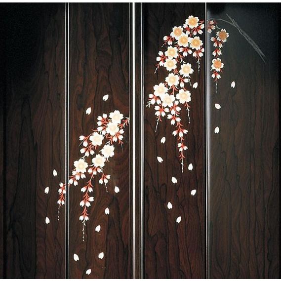 創価学会仏壇 新創春 しだれ桜蒔絵 収納型 仏具 付属品 LED照明付
