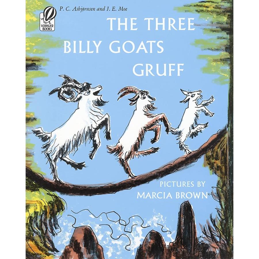 古のヤギ角　4枚セット　（日本語版３枚・英語版１枚） THE THREE BILLY GOATS GRUFF（英語絵本）三びきのやぎのがらがらどん
