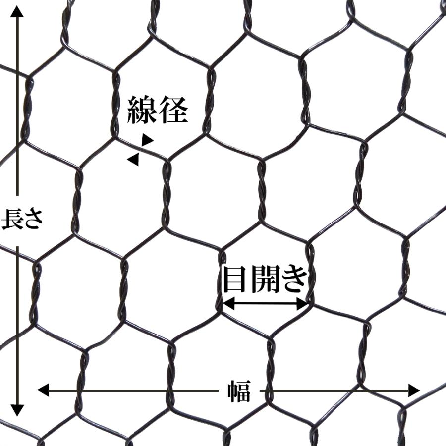 ビニール亀甲金網 ブラック #20 線径0.85mm 目開き10mm 幅910mm 長さ