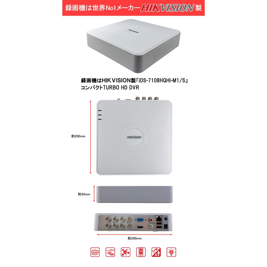 防犯カメラ DVRレコーダー 500万画素 HIKVISION アナログ スマホ監視 日本語マニュアル付き 8チャンネル iDS-7108HQHI-M1/S_1