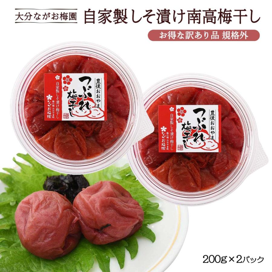 梅干し ながお梅園 南高梅 つぶれ梅干し 200g×2パックセット /うめぼし