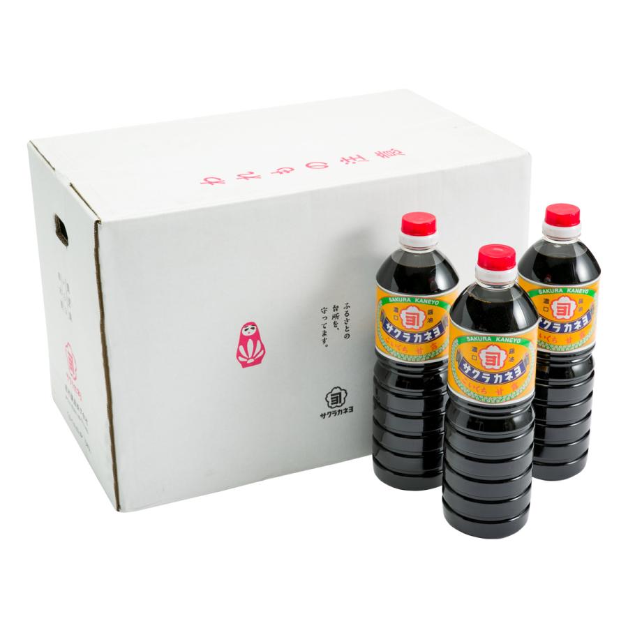 【容れもの売りわたす】 [吉村醸造酒] 桜カネヨ あま味 しょうゆ 1L×15本 徳用 /醤油 あま味 九州 鹿児島県 箱売り 食品-醤油-濃口醤油