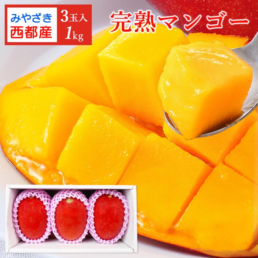 宮崎県産マンゴー 3玉 宮崎 完熟 マンゴー 2L 1kg(3玉)【発送時期:5月