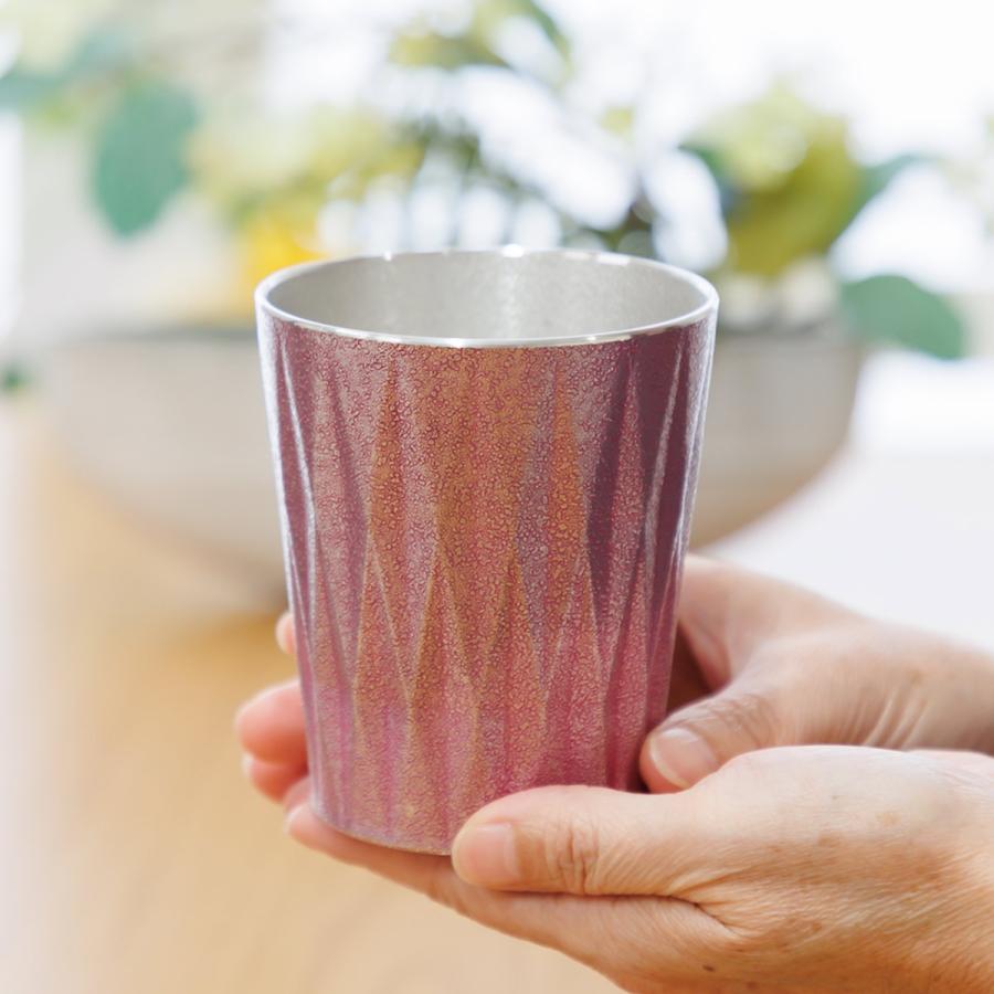 送料無料 [薩摩錫器工芸館] 薩摩錫器タンブラーロングダイヤ白加工紫漆加工 /グラス コップ ギフト 贈り物 プレゼント 工芸品 敬老の日 母の日 父の日_7