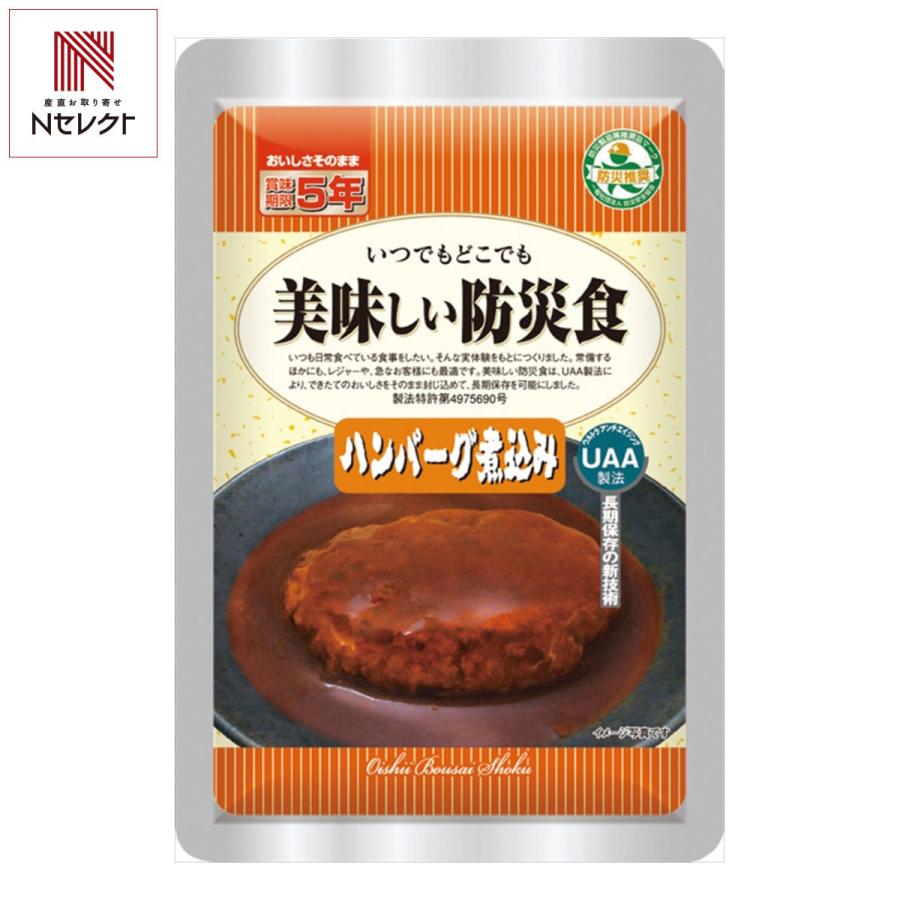 UAA食品美味しい防災食 ハンバーグ煮込み 100g 50食 長期保存食 災害備蓄【北海道・沖縄県・離島 配送不可】