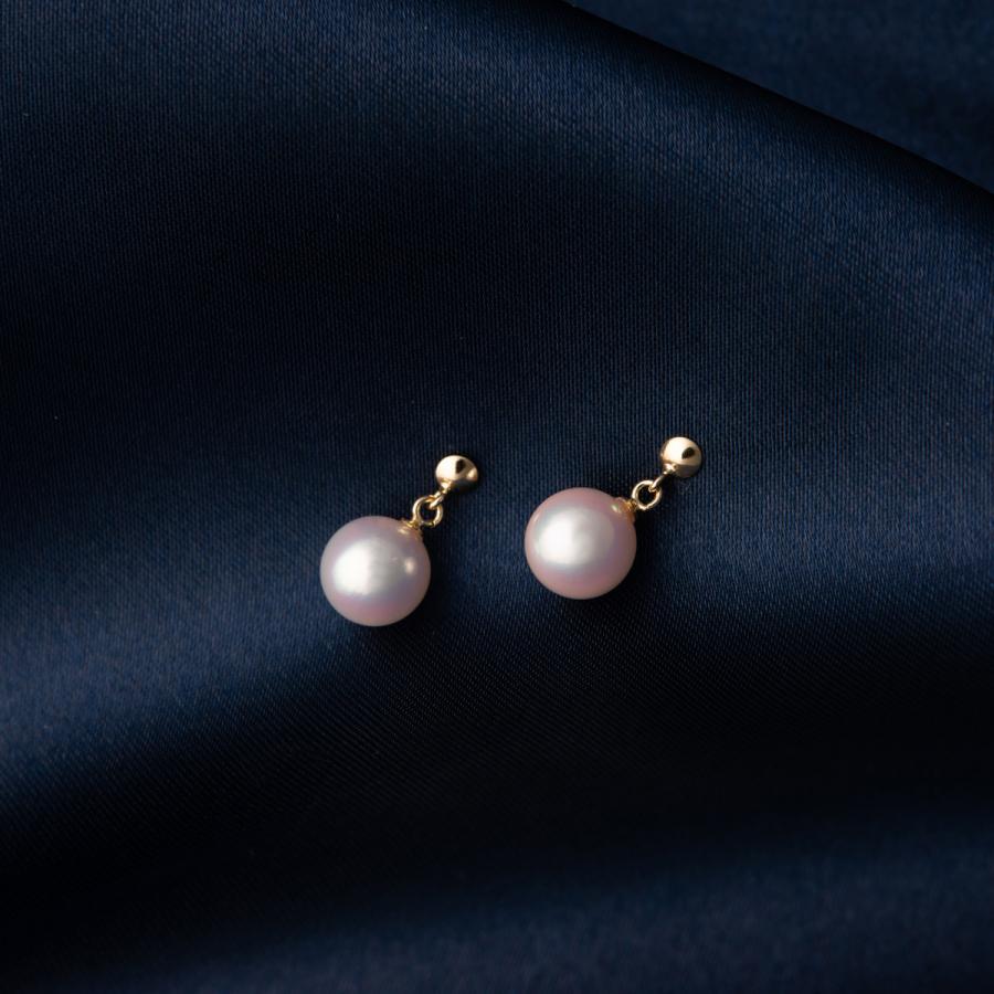 Pearl アコヤ本真珠 K18 ブラピアス 7.5-8.0mm 真珠 ピアス