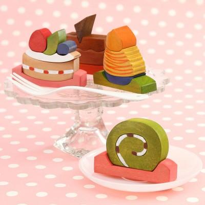 木のぬくもりを肌で感じて楽しめる 立体パズル〈 ケーキセット 〉小