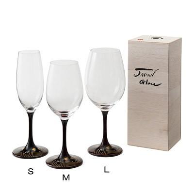 ワイングラス 和の趣あふれる小粋なグラス！ JAPAN Glass（溜漆 波千鳥蒔絵）SML 山久漆工（株） 送料無料 ポイント消化の画像