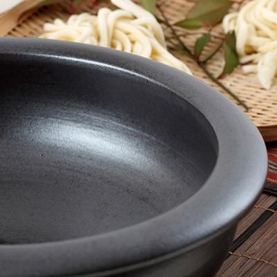 手作り麺・ピザ生地が美味しく仕上がる こね鉢 25.5黒 石見焼 麺打ち