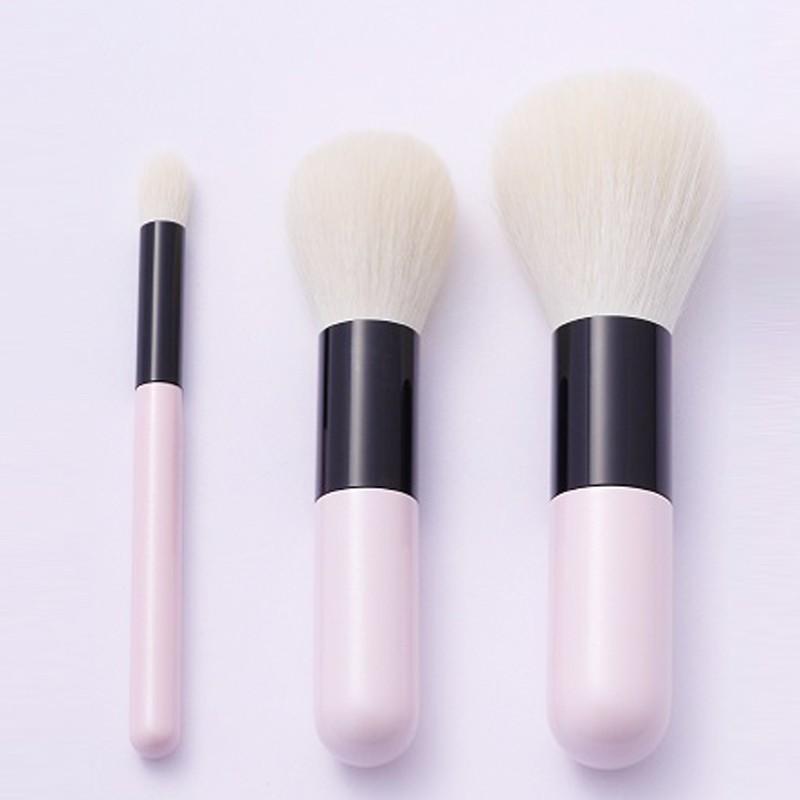 高級化粧筆 古羊毛 チークブラシ　フェイスブラシ　シャドウブラシ　3本セット 高級化粧筆 古羊毛 なでしこパールピンク 3本セット〔フェイス