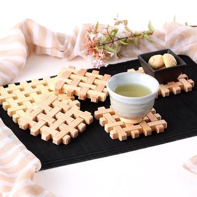 食卓に木のやさしい温もりを　木製編物コースター５個セット 送料無料 ポイント消化