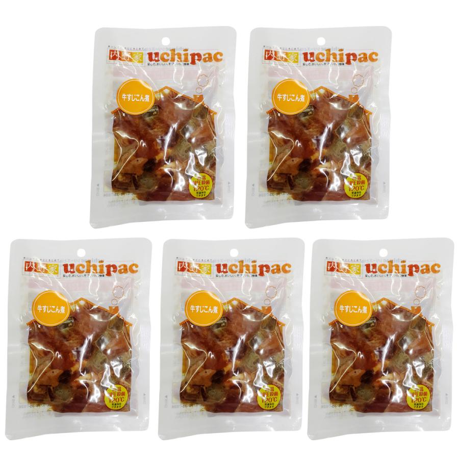 牛すじこん煮 5パック セット 5袋 詰合せ 惣菜 煮物 国産 無添加 常温 ウチパク 常備菜 保存食 非常食 兵庫 Uchipac 内野家 ポスト投函便 産直お取り寄せニッポンセレクト 通販 Paypayモール
