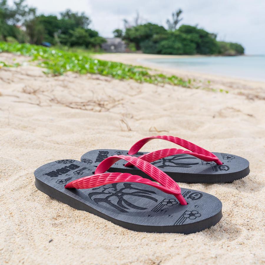 島ぞうり 歌舞伎・熊取 レーザー彫刻加工 日本製 ビーチサンダル 沖縄