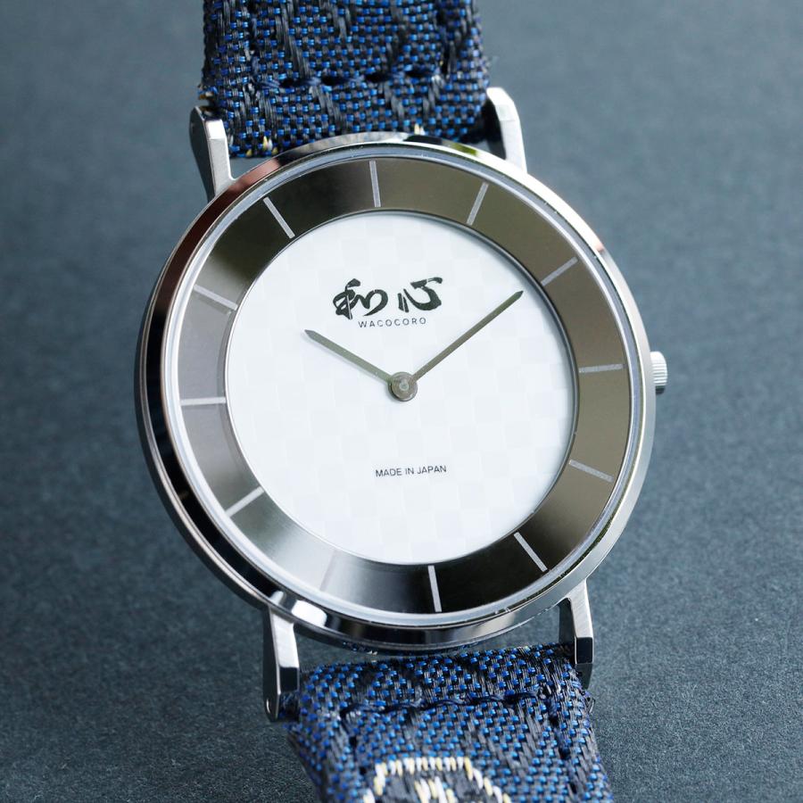 和心 畳縁バンド 薄型 日本製腕時計 市松模様 白 メンズ腕時計 ファッション メンズ ウォッチ 日常生活防水｜nipponselect