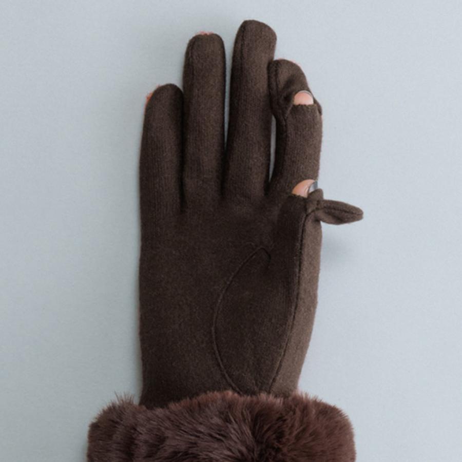 KURODA クロダ 女性用 タータンチェック フェイクファー 手袋