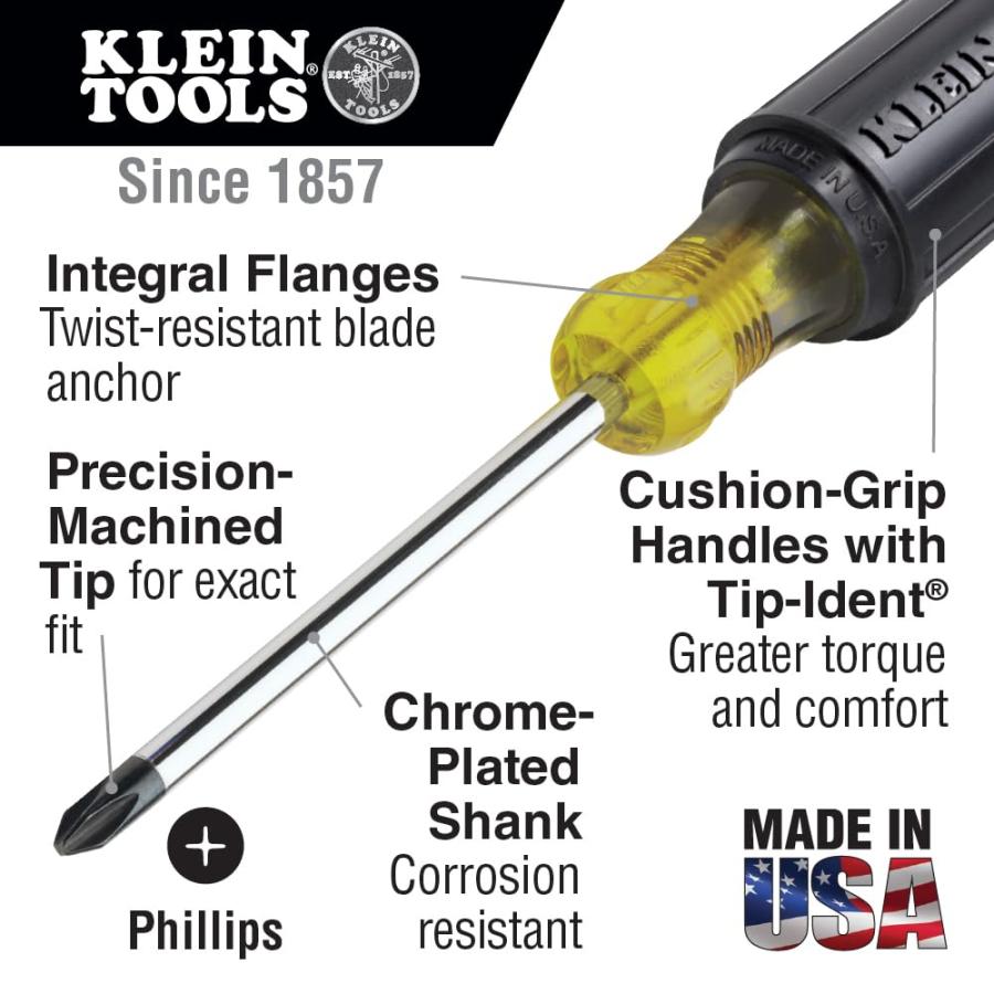 KLEIN TOOLS(クラインツールズ) クッショングリップ精密ドライバーセット 4本組み 85484の画像