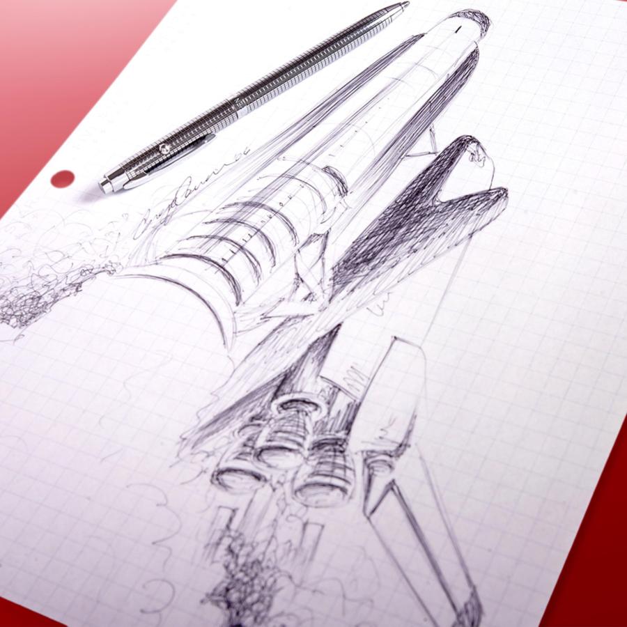 fisher(フィッシャー) ASTRONAUT アストロノート 黒格子 シルバー 本体サイズ:135mmx8mm/ノック式油性ボールペン/22gの画像
