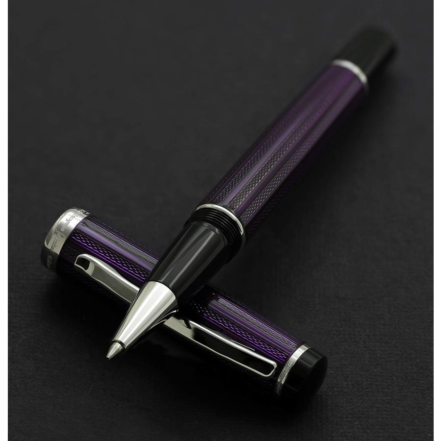 Xezo インコグニート ボールペン 細字 紫の層漆 純プラチナメッキ ハンドメイド 限定版 連載の画像