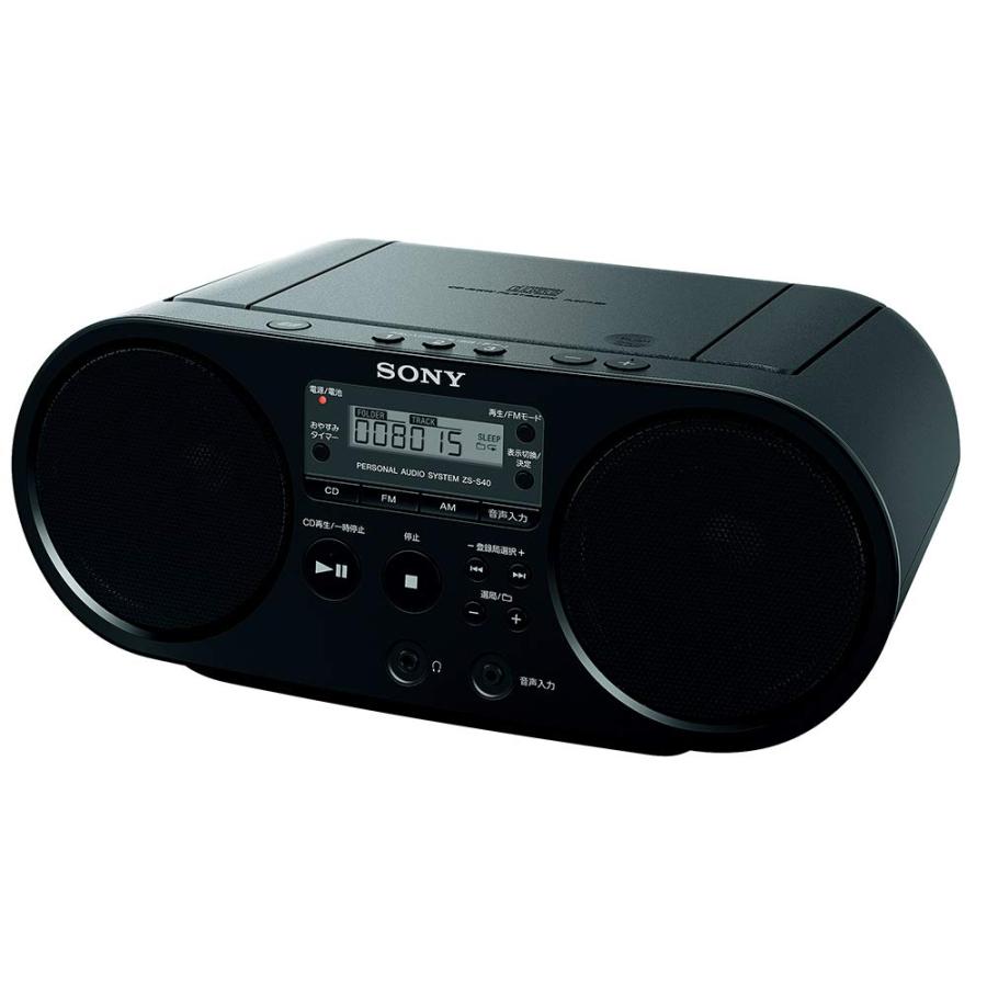【チャンプ】【美品】SONY CDラジオ ZS-S40 2021年製 ソニー AUX CDラジオ ZS-S40 : FM/AM/ワイドFM対応 ブラック B