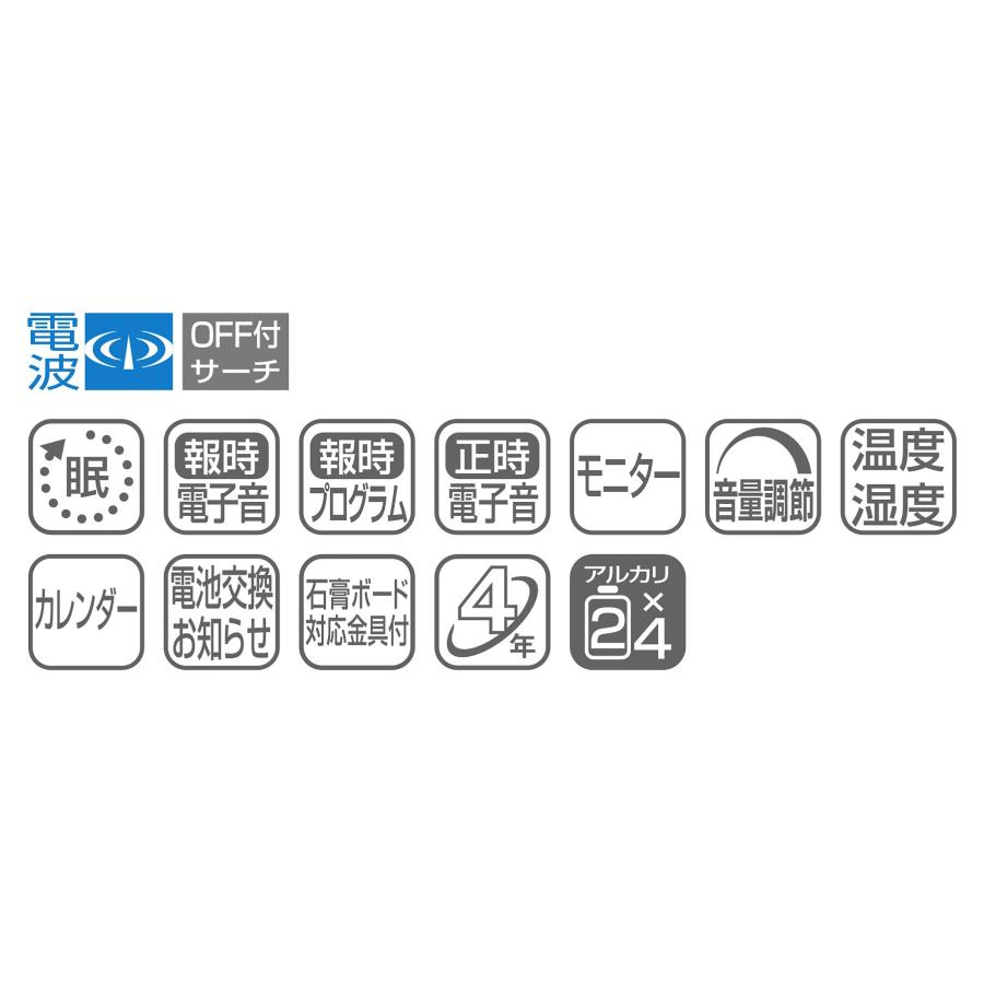リズム(RHYTHM) 掛け時計 電波時計 オフィス 36回チャイム機能 温度