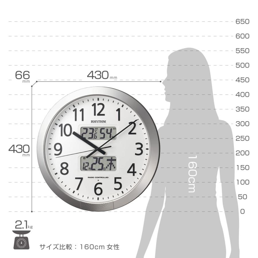 リズム(RHYTHM) 掛け時計 電波時計 オフィス 36回チャイム機能 温度