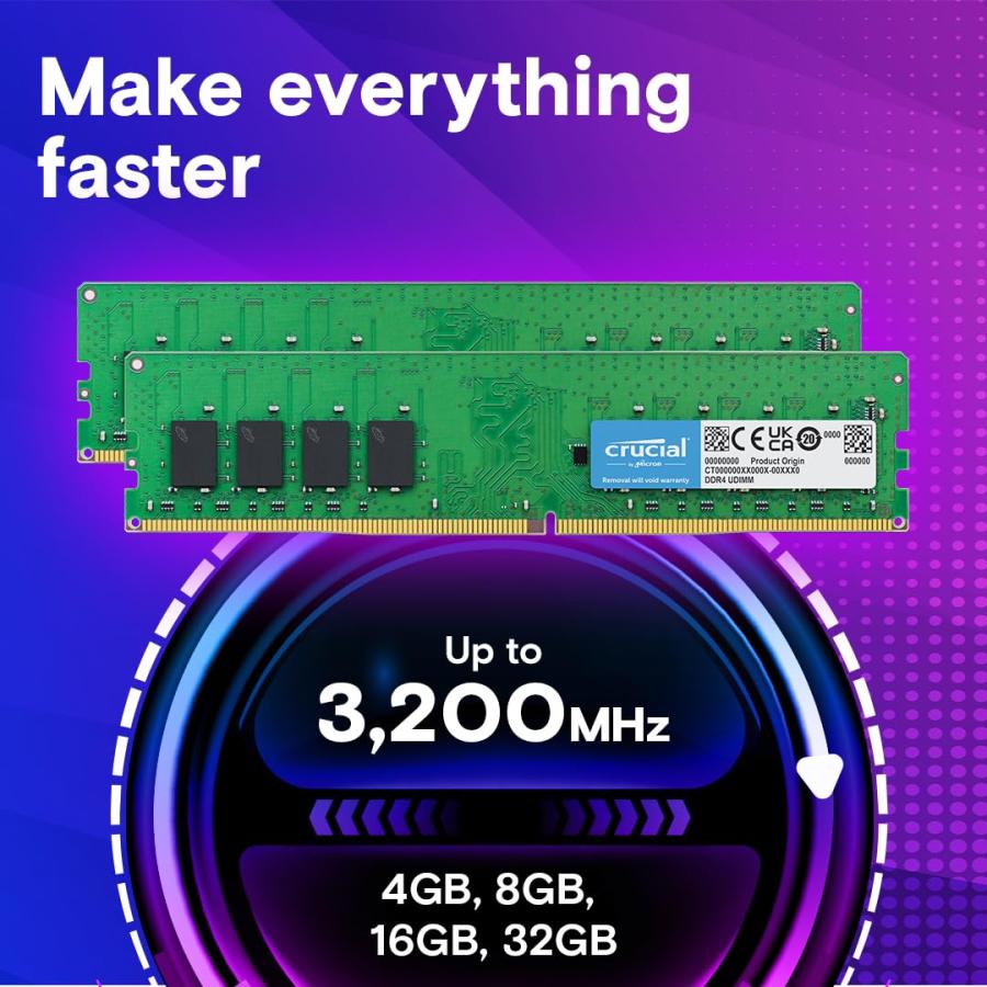 デスクトップ用 ddr4 8GBメモリ 4枚セット Crucial デスクトップ用増設メモリ 8GB(4GBx2枚) DDR4 2400MT/s(PC4