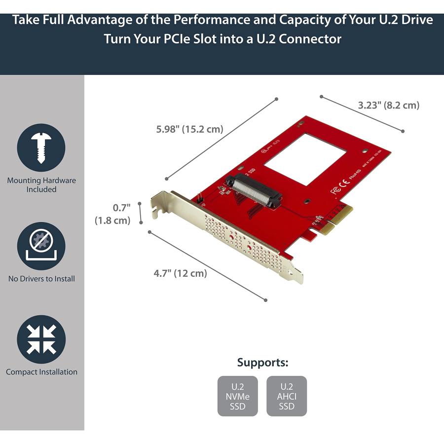 StarTech.com 2.5インチU.2 NVMe SSD対応U.2 - PCIeアダプタ SFF-8639コネクタ搭載 PCI Expressの画像