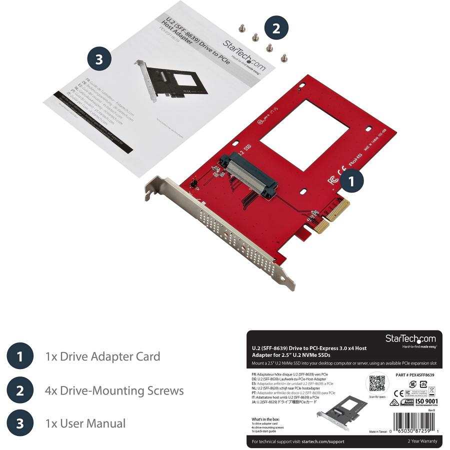 StarTech.com 2.5インチU.2 NVMe SSD対応U.2 - PCIeアダプタ SFF-8639コネクタ搭載 PCI Expressの画像