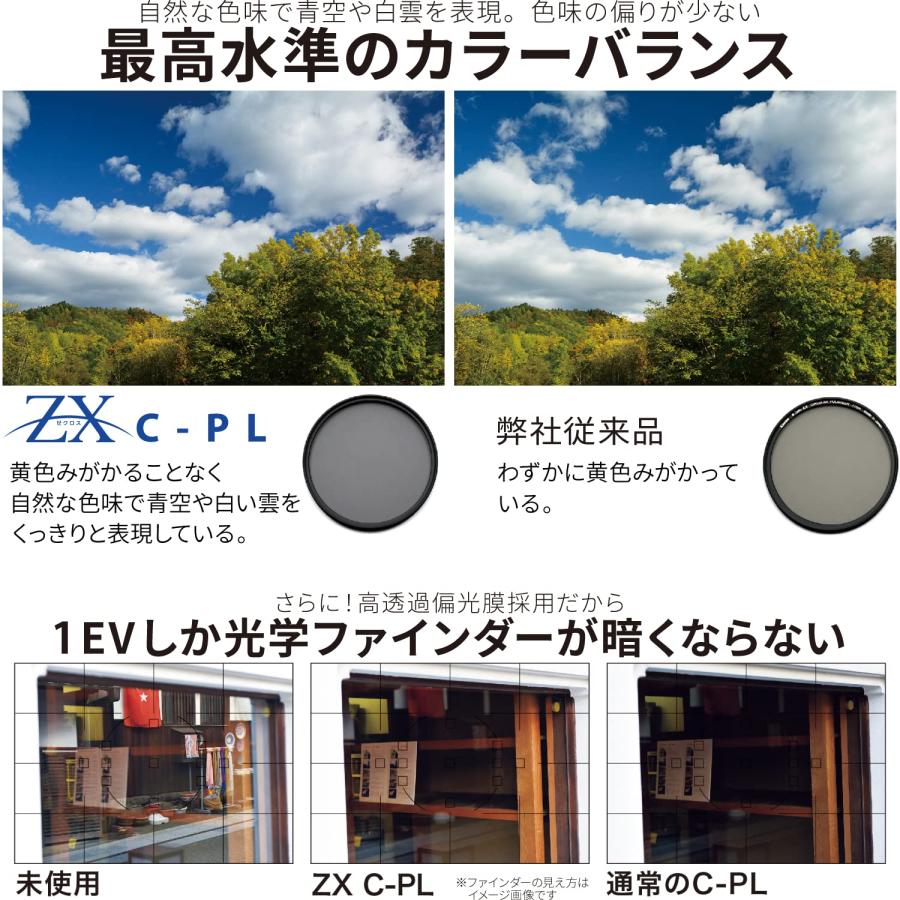 Kenko PLフィルター ZX サーキュラーPL 55mm 高透過偏光膜採用 撥水・撥油コーティング フローティングフレームシステム 545522_3
