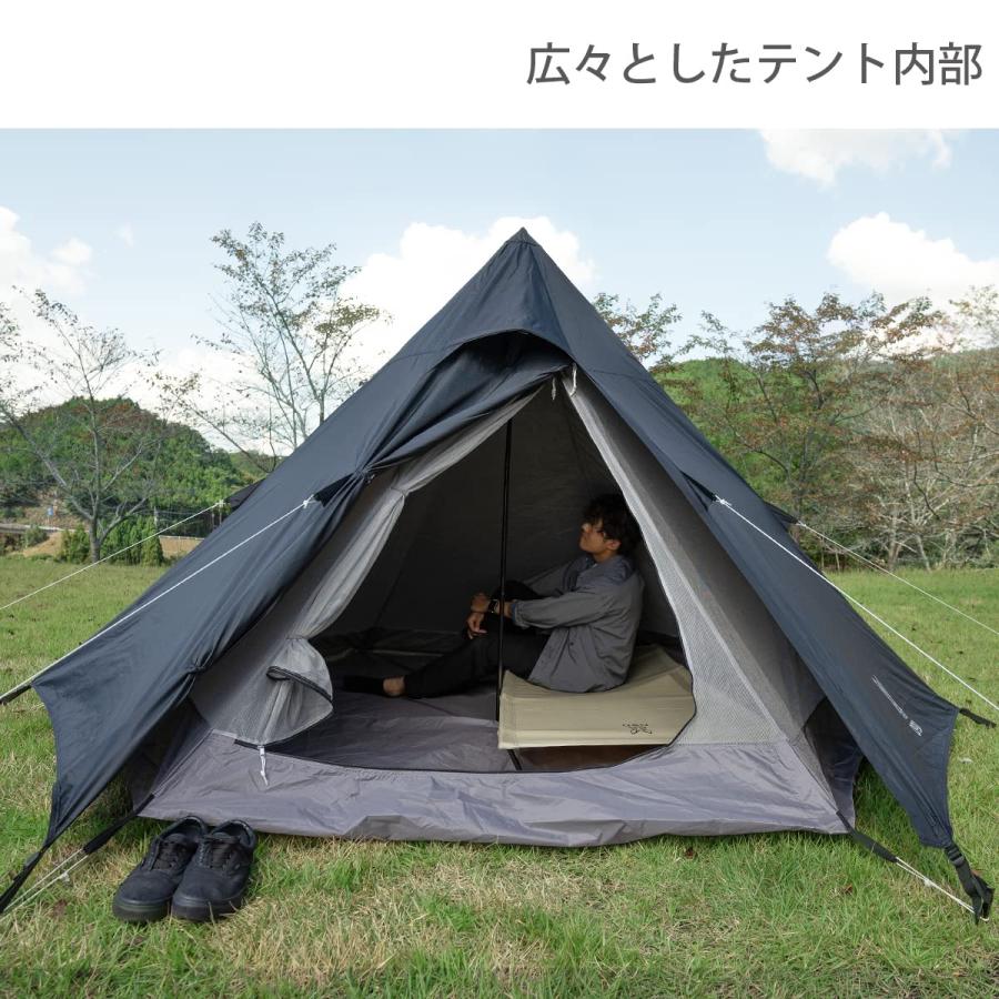 DOD(ディーオーディー) ワンポールテントS 3人用 【収納コンパクト&かんたん設営】 T3-44-BK_3