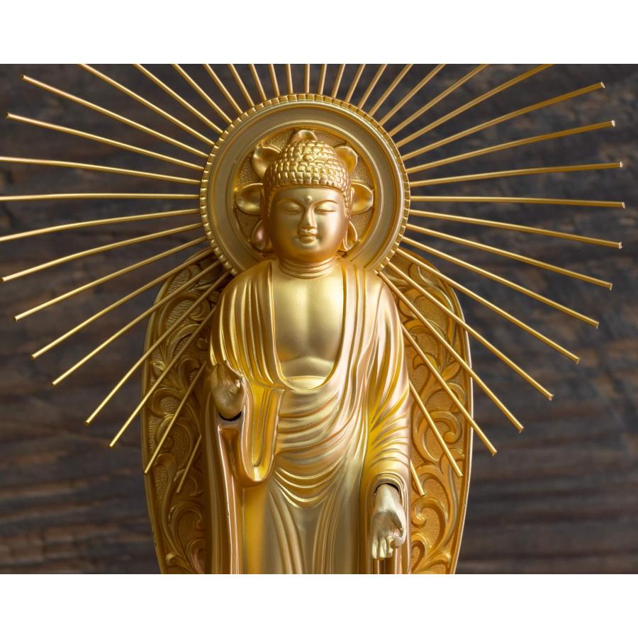 仏像 阿弥陀如来 御西用15.7cm(金メッキ/24金) 仏師：牧田秀雲 原型＿『浄土真宗本願寺派(西)』 高岡銅器(あみだにょらい西/Ｍ)_1