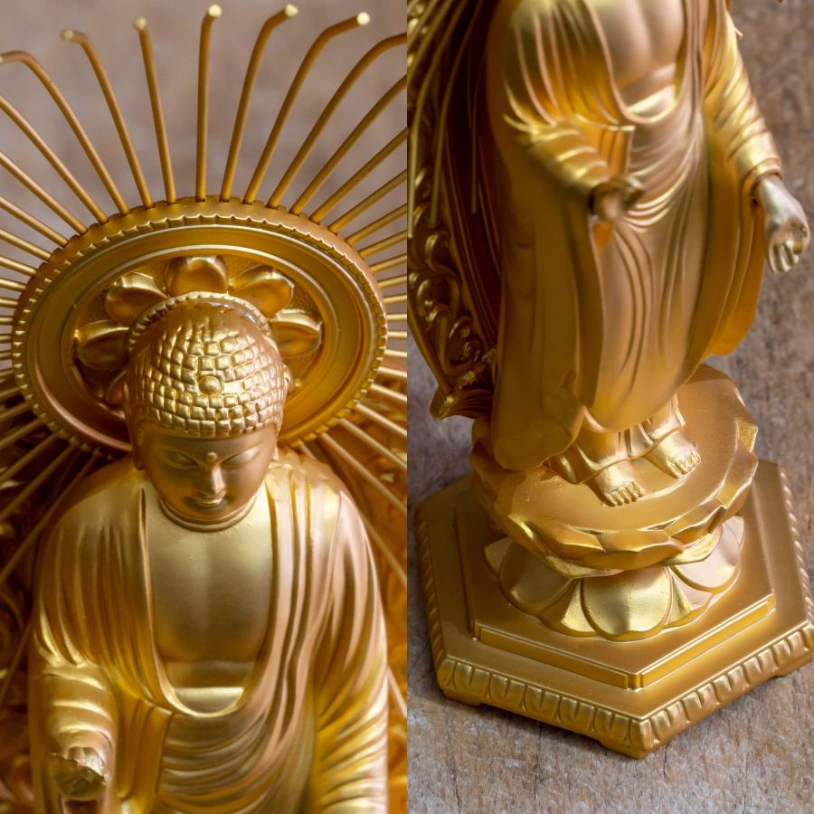 仏像 阿弥陀如来 御西用15.7cm(金メッキ/24金) 仏師：牧田秀雲 原型＿『浄土真宗本願寺派(西)』 高岡銅器(あみだにょらい西/Ｍ)_5