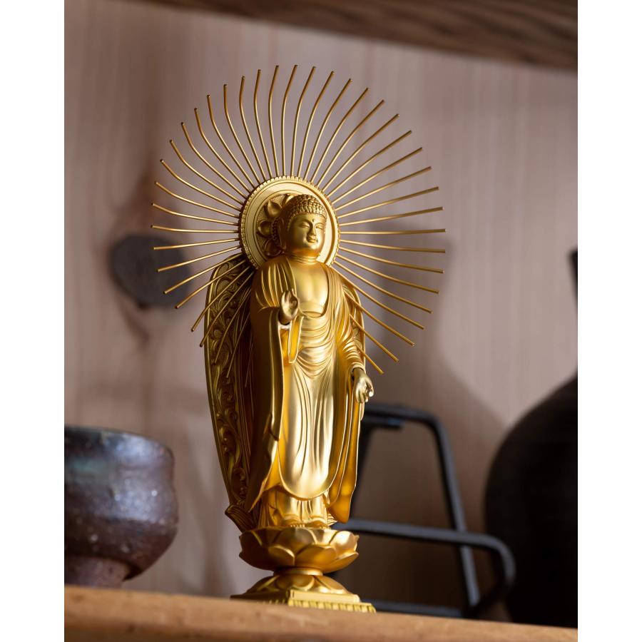 仏像 阿弥陀如来 御西用15.7cm(金メッキ/24金) 仏師：牧田秀雲 原型＿『浄土真宗本願寺派(西)』 高岡銅器(あみだにょらい西/Ｍ)_7