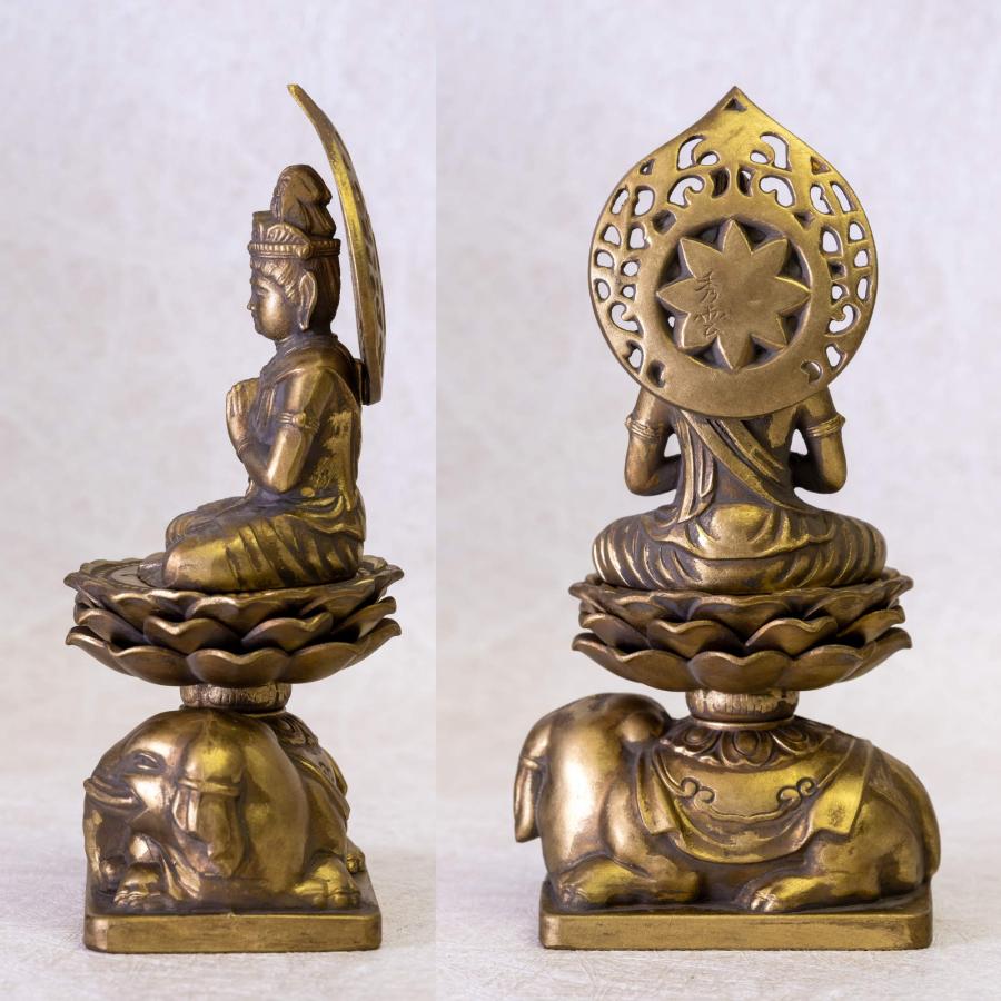 仏像 普賢菩薩 15cm（古美金仕上げ） 仏師：牧田秀雲 原型＿（辰・巳年生まれ）十二支守り本尊 高岡銅器(ふげんぼさつ)_4